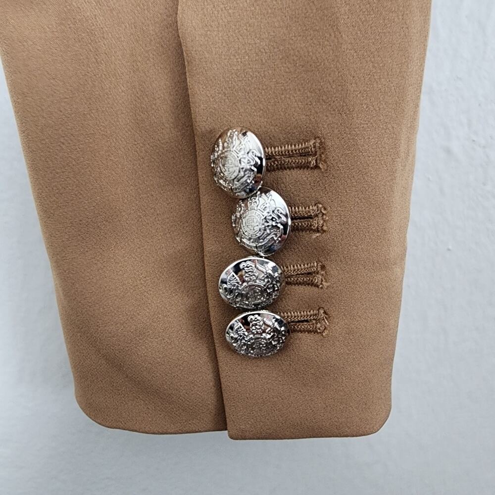 WHBM Studio Double-Breasted Cropped Blazer Toasted Coconut Caramel Tan Jacket 4 - Picture 13 of 15